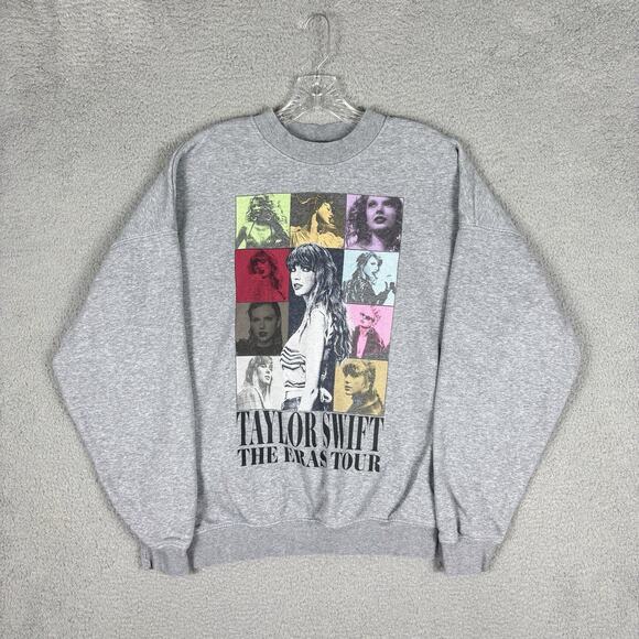 Taylor Swift The Eras Tour Sweatshirt Women’s Medium Gray Pullover Casual Pop - Picture 1 of 7